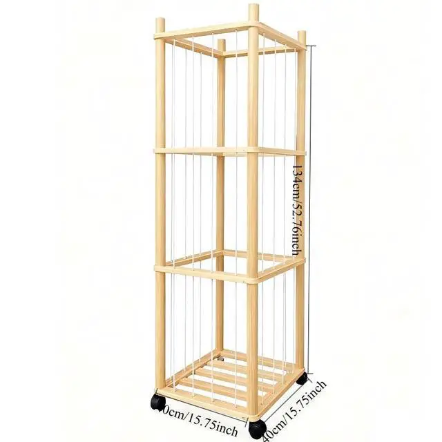 Alt view image 7 of 7 - Rolling Stuffed Animal Storage Tower, Wooden 4Shelf Toy Holder with Mesh Panel, Kids Plush Doll Display Organizer for Playroom Bedroom