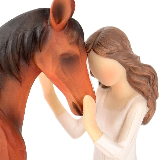 Alt view image 2 of 5 - Girl and Horse Resin Statue, Hugging Animal Art Sculpture, Modern Resin Craft Ornament, Creative Home Desktop Decoration, Ideal Festival Gift for Family and Friends