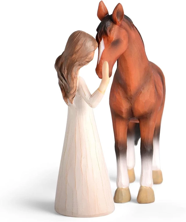 Alt view image 3 of 5 - Girl and Horse Resin Statue, Hugging Animal Art Sculpture, Modern Resin Craft Ornament, Creative Home Desktop Decoration, Ideal Festival Gift for Family and Friends