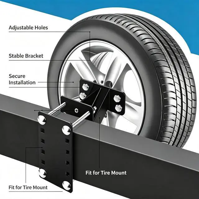 Alt view image 3 of 5 - Trailer Spare Wheel Carrier, Heavy Duty Car Spare Tire Mount Bracket, Universal Rustproof Trailer Tire Holder, No Lock Design Vehicle Trailer Replacement Accessories