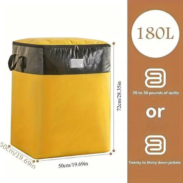 Alt view image 3 of 7 - 6 Pcs 180L Oversized Clothing Storage Bag Set, Reinforced Handle Zipper Storage Bins, Foldable Closet Organizer for Quilts, Blankets, Down Jackets