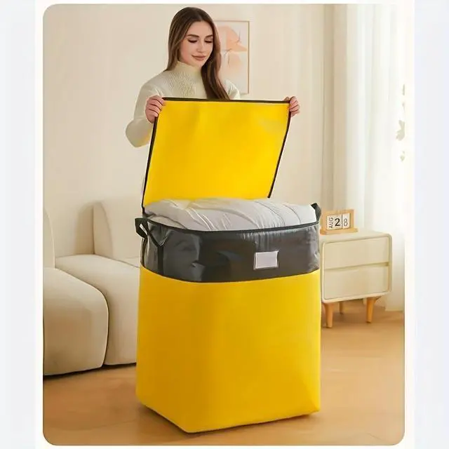 Alt view image 6 of 7 - 6 Pcs 180L Oversized Clothing Storage Bag Set, Reinforced Handle Zipper Storage Bins, Foldable Closet Organizer for Quilts, Blankets, Down Jackets