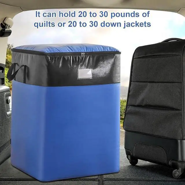 Alt view image 5 of 7 - 104L Large Capacity Clothes Storage Bag, Reinforced Handle Quilt Storage Organizer with Zipper, Foldable Clothing Storage Bin for Blankets Comforters Jackets