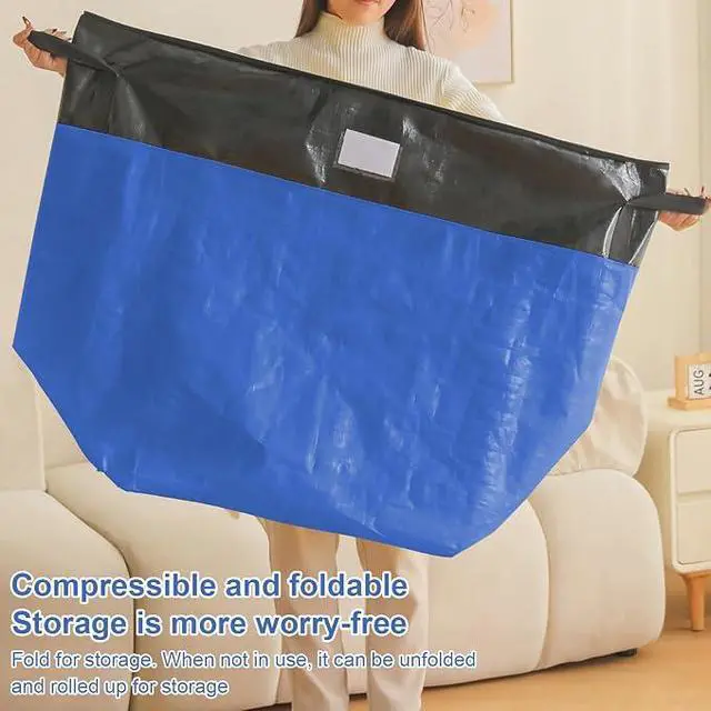 Alt view image 7 of 7 - 104L Large Capacity Clothes Storage Bag, Reinforced Handle Quilt Storage Organizer with Zipper, Foldable Clothing Storage Bin for Blankets Comforters Jackets