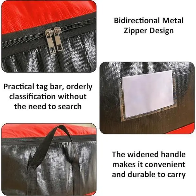 Alt view image 3 of 7 - Foldable 140L Clothing Storage Sack, Reinforced Carry Handle Zippered Storage Bag for Quilts, Bedding, Seasonal Winter Garments, Closet & Moving Supplies