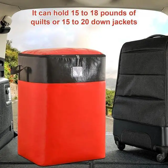 Alt view image 2 of 7 - Foldable 140L Clothing Storage Sack, Reinforced Carry Handle Zippered Storage Bag for Quilts, Bedding, Seasonal Winter Garments, Closet & Moving Supplies