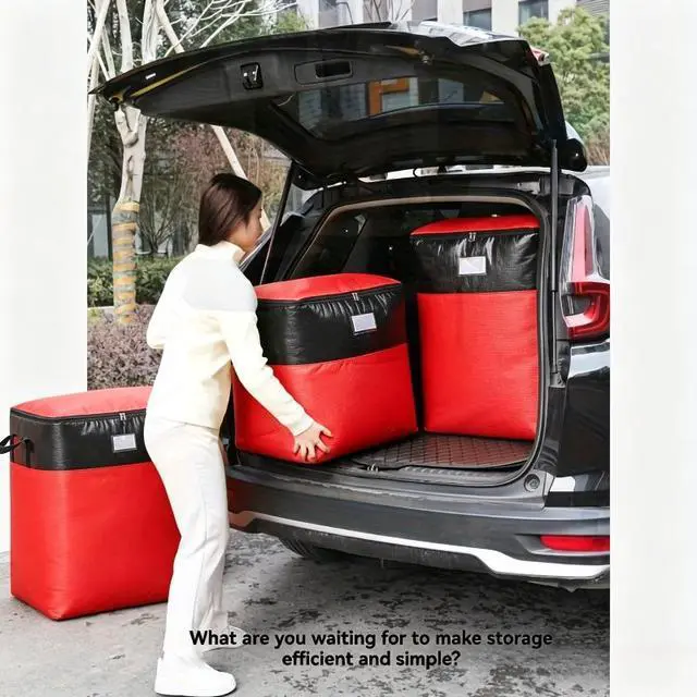 Alt view image 4 of 7 - 6Pack 104L Large Clothes Storage Bags, HeavyDuty Zipper Quilt Storage Organizer with Handle & Label Window, Foldable Storage Sacks for Bedding, Comforters, Seasonal Clothing