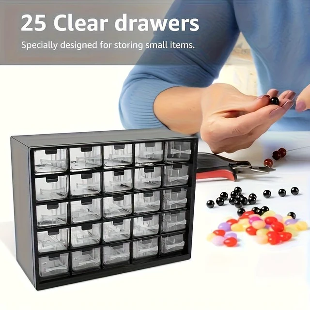 Alt view image 3 of 7 - 25PCS Transparent Drawer Storage Box, Adjustable Divider Hardware Organizer Cabinet, Plastic Drawer Type Tool Classification Case for Small Parts, Screws, Bolts, Hardware Accessories Storage