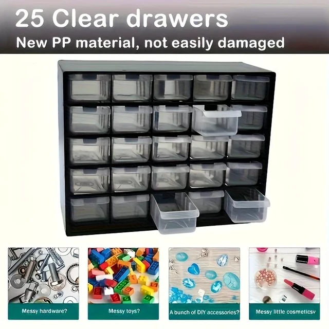 Alt view image 4 of 7 - 25PCS Transparent Drawer Storage Box, Adjustable Divider Hardware Organizer Cabinet, Plastic Drawer Type Tool Classification Case for Small Parts, Screws, Bolts, Hardware Accessories Storage