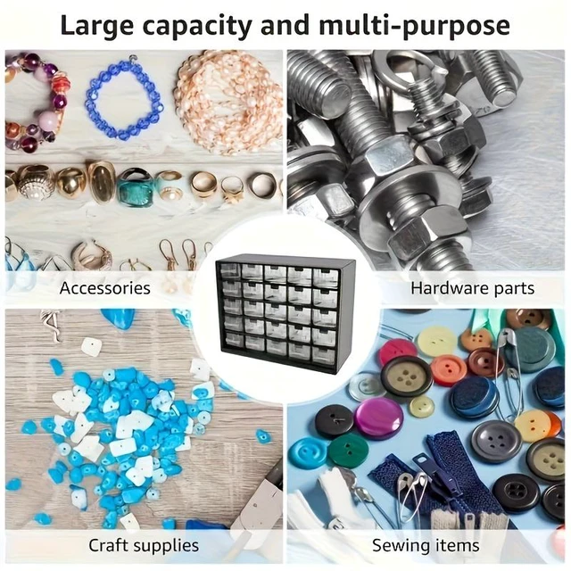 Alt view image 5 of 7 - 25PCS Transparent Drawer Storage Box, Adjustable Divider Hardware Organizer Cabinet, Plastic Drawer Type Tool Classification Case for Small Parts, Screws, Bolts, Hardware Accessories Storage