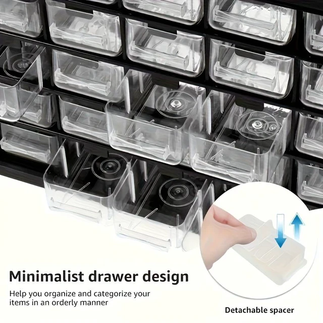 Alt view image 6 of 7 - 25PCS Transparent Drawer Storage Box, Adjustable Divider Hardware Organizer Cabinet, Plastic Drawer Type Tool Classification Case for Small Parts, Screws, Bolts, Hardware Accessories Storage