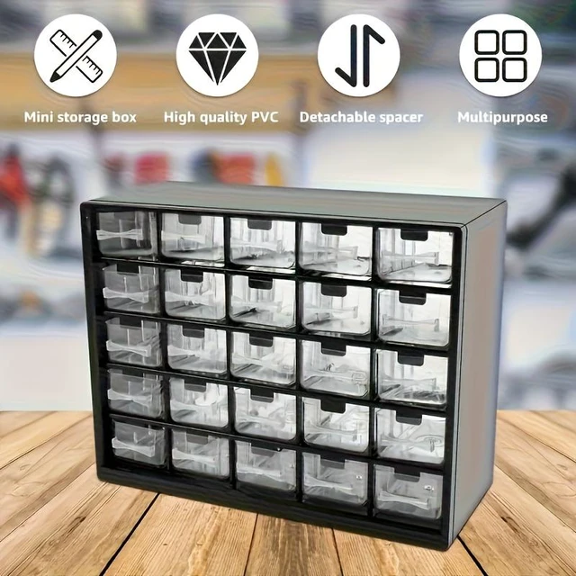 Alt view image 7 of 7 - 25PCS Transparent Drawer Storage Box, Adjustable Divider Hardware Organizer Cabinet, Plastic Drawer Type Tool Classification Case for Small Parts, Screws, Bolts, Hardware Accessories Storage