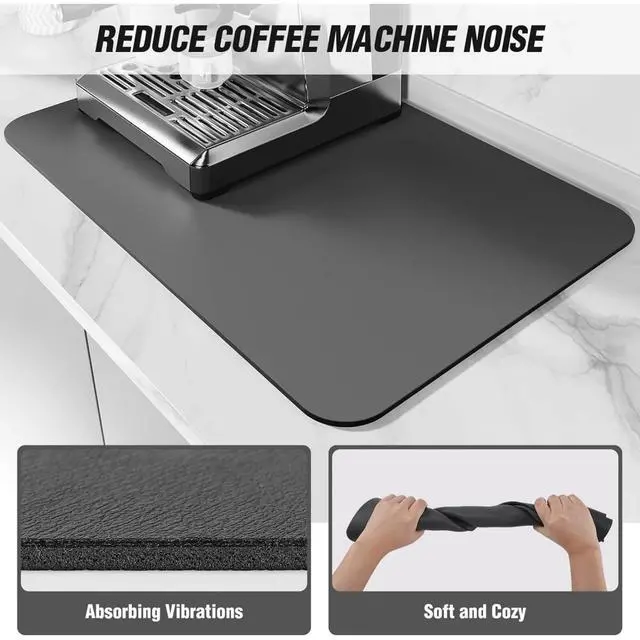 Alt view image 5 of 7 - Coffee Mat - Absorbent Hide Stain Rubber Backed Dish Drying Mat for Kitchen Counter - Bar Mats for Countertops Accessories Fit Under Coffee Maker Espresso Machine