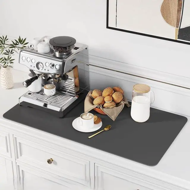 Alt view image 7 of 7 - Coffee Mat - Absorbent Hide Stain Rubber Backed Dish Drying Mat for Kitchen Counter - Bar Mats for Countertops Accessories Fit Under Coffee Maker Espresso Machine