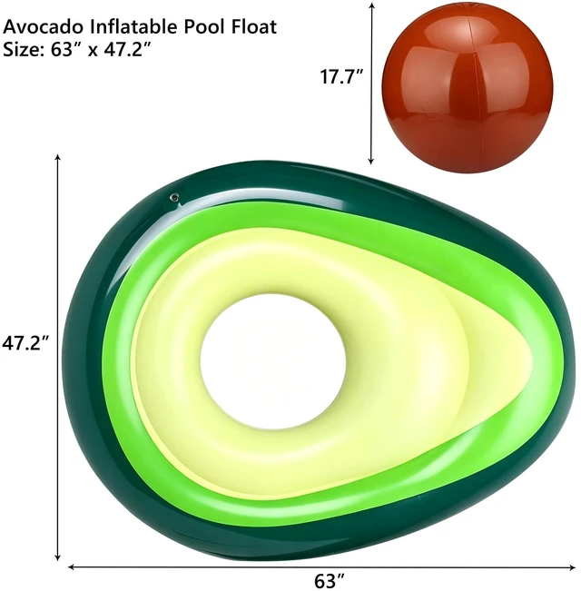Alt view image 2 of 5 - Avocado Shaped Inflatable Float Bed, Portable Water Floating Lounge Chair, Durable PVC Water Float Raft for Swimming Pool, Beach, Lake Outdoor Summer Water Entertainment