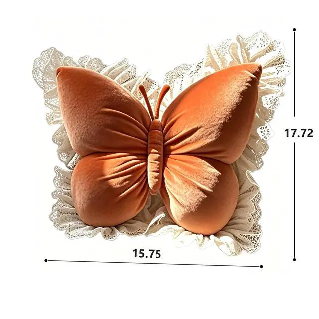 Alt view image 2 of 2 - Brown Butterfly Shaped Throw Pillow, Soft Plush Decorative Butterfly Cushion, Cute Ergonomic Accent Pillow for Bedroom, Sofa, Living Room