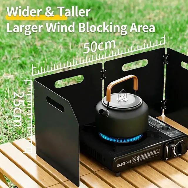Alt view image 3 of 6 - Portable 4Panel Wind Shield for Camping Stove, Collapsible Aluminum Wind Screen, Adjustable Angle Wind Deflector for Picnic Backpacking BBQ