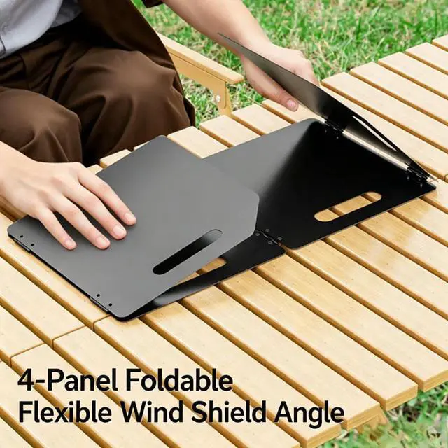 Alt view image 4 of 6 - Portable 4Panel Wind Shield for Camping Stove, Collapsible Aluminum Wind Screen, Adjustable Angle Wind Deflector for Picnic Backpacking BBQ