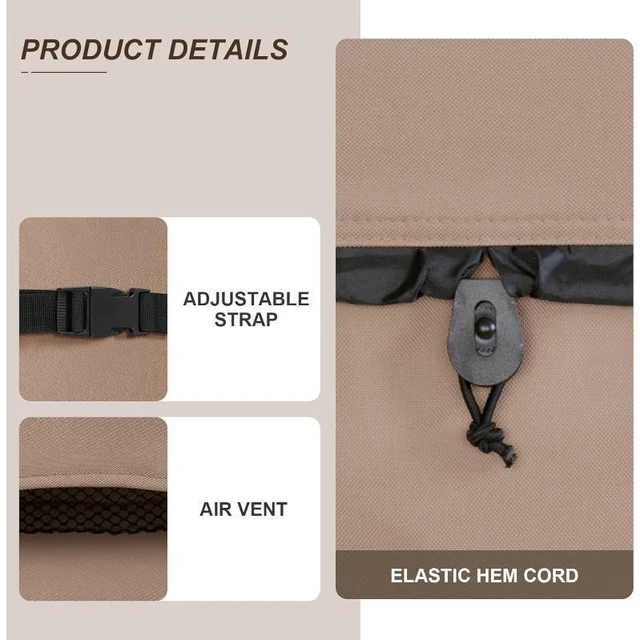 Alt view image 3 of 6 - Light Khaki Square Hot Tub Cover, All Weather Waterproof Outdoor Spa Protector