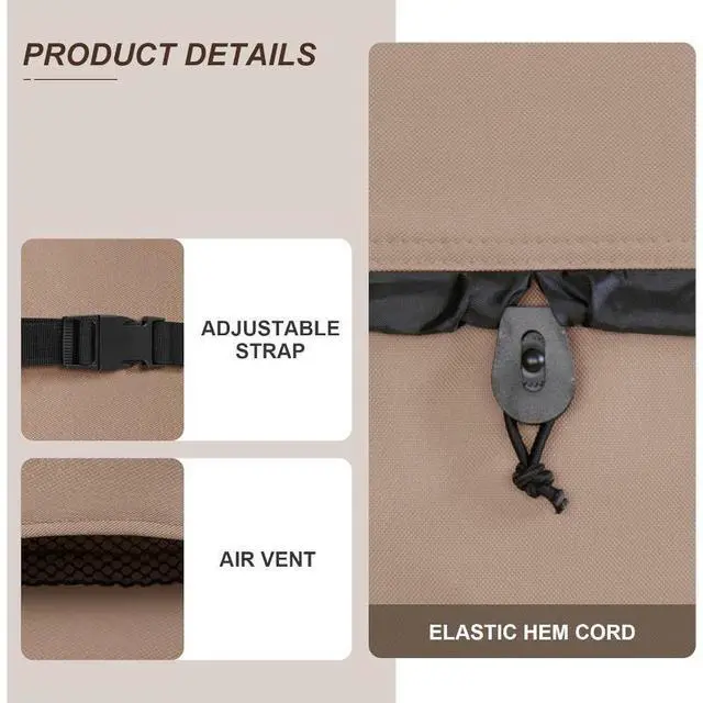 Alt view image 3 of 6 - Light Khaki Square Hot Tub Cover, All Weather Waterproof Outdoor Spa Protector