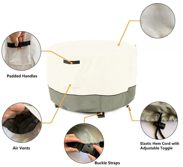 Alt view image 3 of 7 - Beige and Lime Green Spliced Round Table Cover, All Weather Waterproof Outdoor Patio Round Table Protector