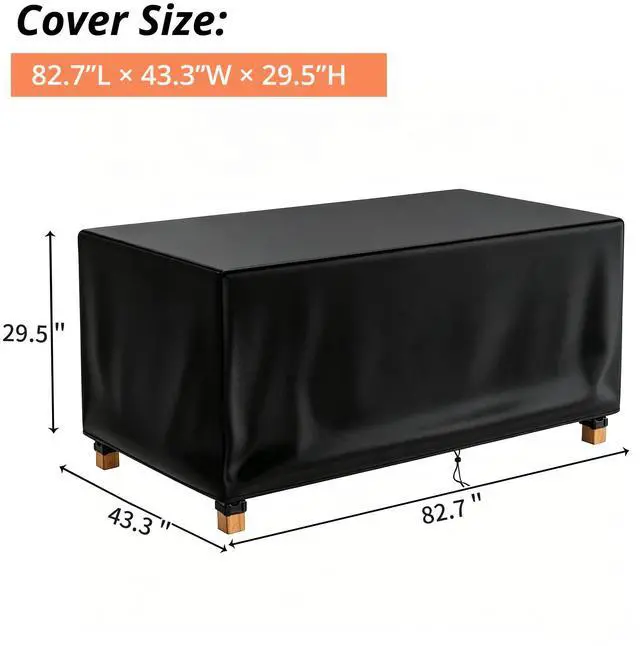 Alt view image 2 of 5 - Black Square Table Cover, All Weather Waterproof Outdoor Patio Square Table Protector