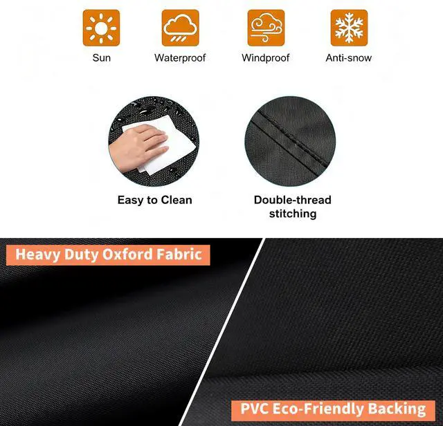 Alt view image 3 of 5 - Black Square Table Cover, All Weather Waterproof Outdoor Patio Square Table Protector