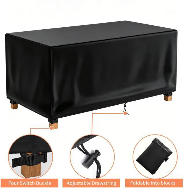 Alt view image 4 of 5 - Black Square Table Cover, All Weather Waterproof Outdoor Patio Square Table Protector