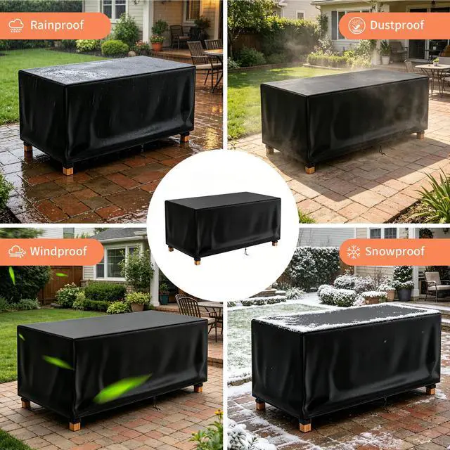 Alt view image 5 of 5 - Black Square Table Cover, All Weather Waterproof Outdoor Patio Square Table Protector