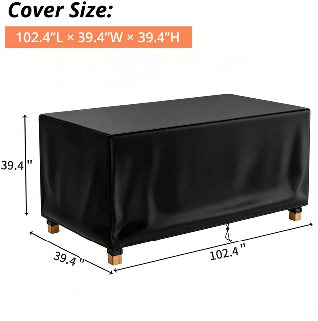 Alt view image 2 of 5 - Black Square Table Cover, All Weather Waterproof Outdoor Patio Square Table Protector