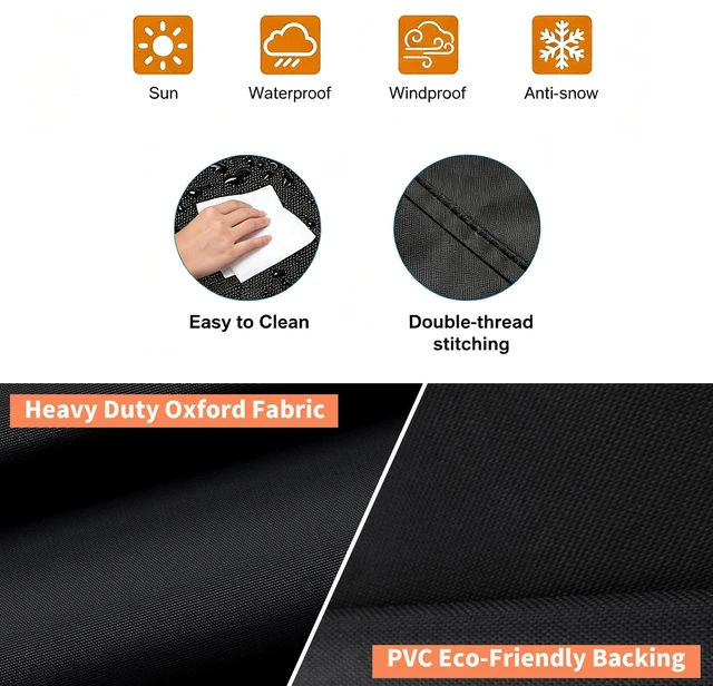 Alt view image 3 of 5 - Black Square Table Cover, All Weather Waterproof Outdoor Patio Square Table Protector
