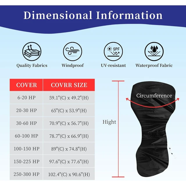 Alt view image 2 of 6 - Black Boat Motor Cover, All Weather Waterproof Outdoor Outboard Engine Protector