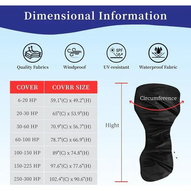 Alt view image 2 of 6 - Black Boat Motor Cover, All Weather Waterproof Outdoor Outboard Engine Protector
