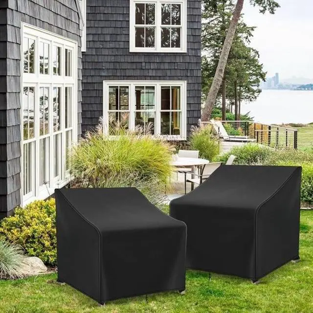 Alt view image 2 of 7 - HeavyDuty 2Pack Patio Ottoman Side Table Cover, AllWeather Resistant Square Outdoor Footstool Protective Cover for Courtyard Lawn Furniture