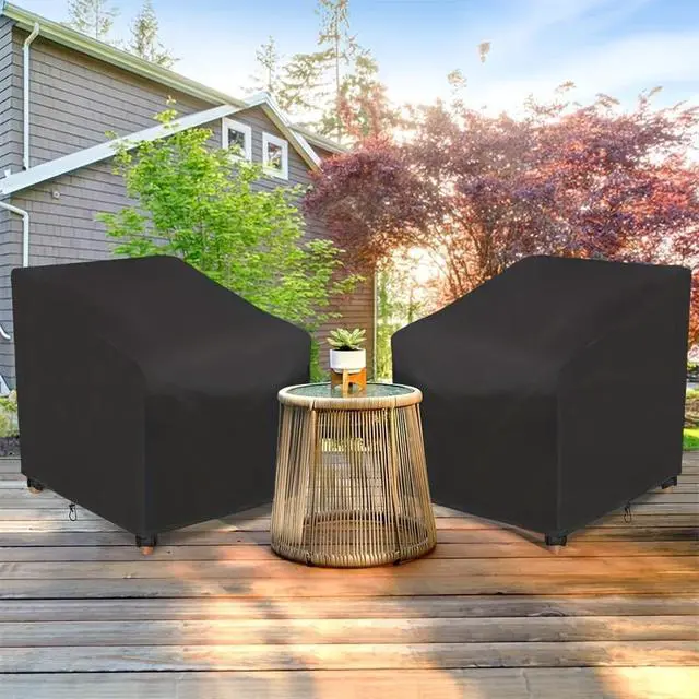Alt view image 6 of 7 - HeavyDuty 2Pack Patio Ottoman Side Table Cover, AllWeather Resistant Square Outdoor Footstool Protective Cover for Courtyard Lawn Furniture