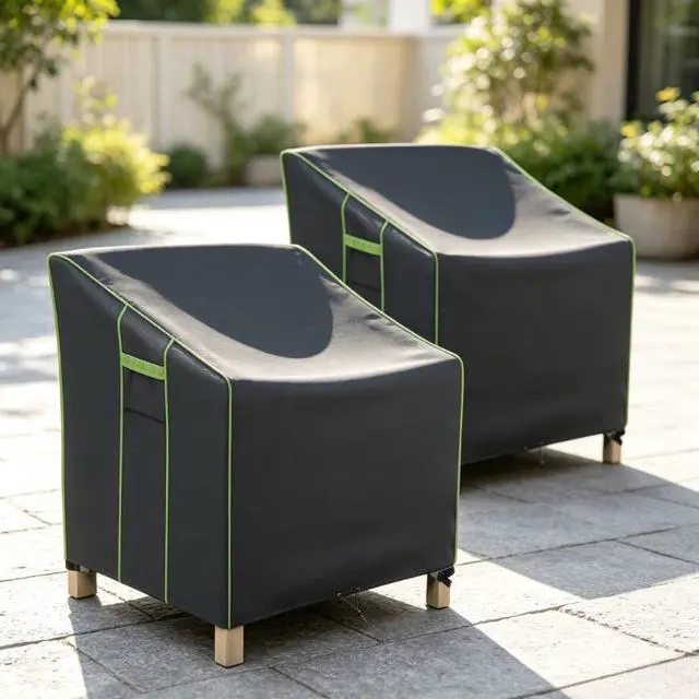 Alt view image 2 of 7 - 2 Pack Patio Chair Covers, Waterproof HeavyDuty Oxford Outdoor Furniture Protector, Wind Resistant AntiUV Patio Armchair Cover for Backyard Lawn