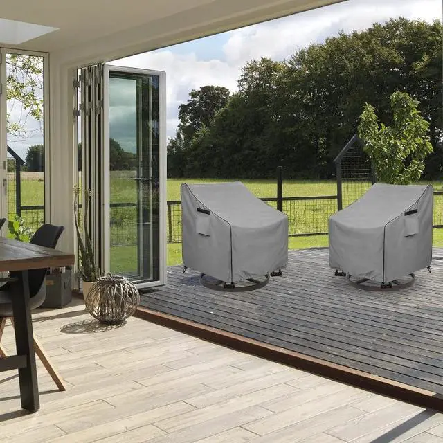 Alt view image 2 of 7 - 2 Pack Patio Swivel Chair Covers, Waterproof HeavyDuty Oxford Outdoor Furniture Protector, Wind Resistant AntiUV Cover for Swivel Patio Armchairs