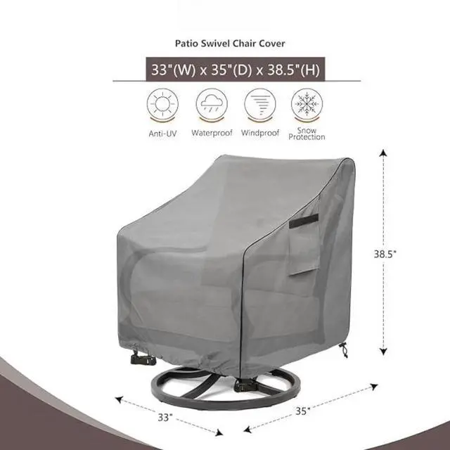 Alt view image 4 of 7 - 2 Pack Patio Swivel Chair Covers, Waterproof HeavyDuty Oxford Outdoor Furniture Protector, Wind Resistant AntiUV Cover for Swivel Patio Armchairs