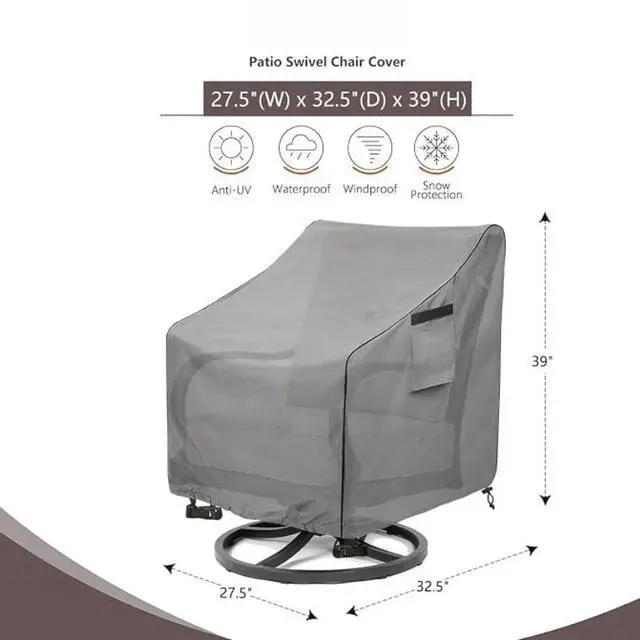 Alt view image 4 of 7 - 2 Pack Patio Swivel Chair Covers, Waterproof HeavyDuty Oxford Outdoor Furniture Protector, Wind Resistant AntiUV Cover for Swivel Patio Armchairs