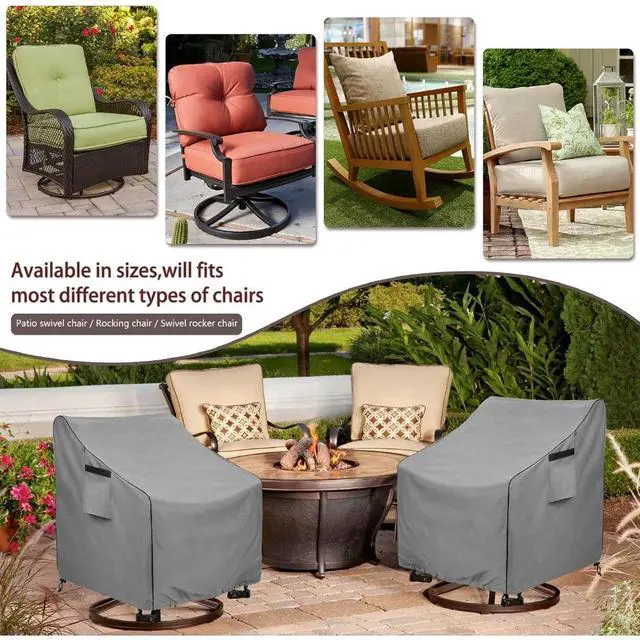 Alt view image 6 of 7 - 2 Pack Patio Swivel Chair Covers, Waterproof HeavyDuty Oxford Outdoor Furniture Protector, Wind Resistant AntiUV Cover for Swivel Patio Armchairs
