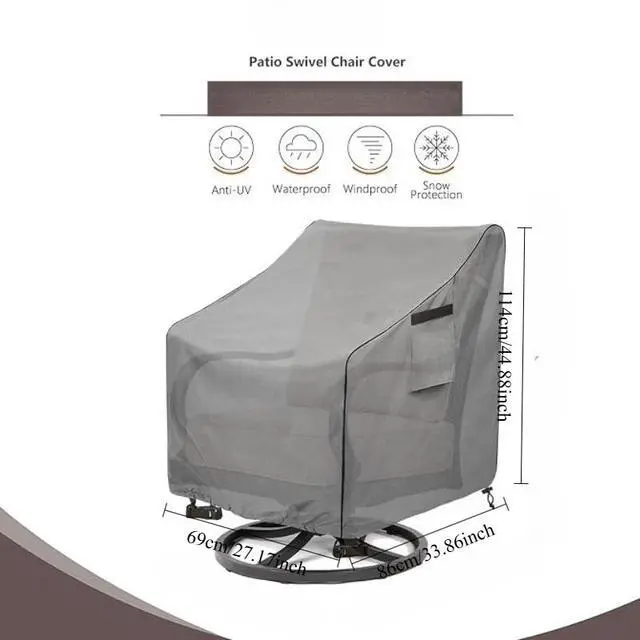 Alt view image 4 of 7 - 2 Pack Patio Swivel Chair Covers, Waterproof HeavyDuty Oxford Outdoor Furniture Protector, Wind Resistant AntiUV Cover for Swivel Patio Armchairs