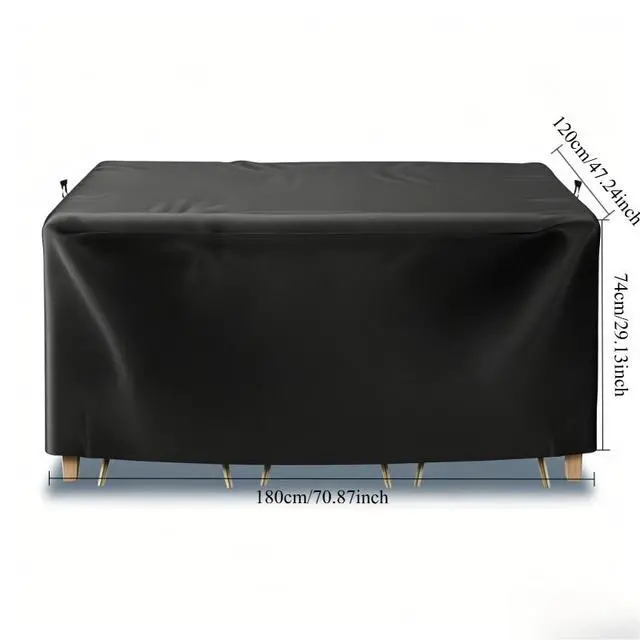Alt view image 3 of 6 - Rectangular Patio Table Cover, HeavyDuty Oxford Waterproof Outdoor Furniture Cover, Wind Resistant AntiUV Table Protector with Vent for Backyard Lawn