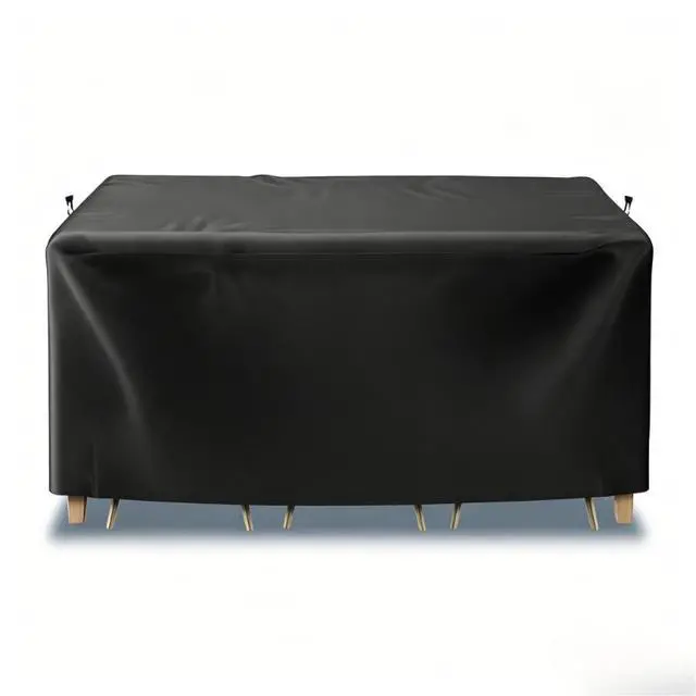 Alt view image 6 of 6 - Rectangular Patio Table Cover, HeavyDuty Oxford Waterproof Outdoor Furniture Cover, Wind Resistant AntiUV Table Protector with Vent for Backyard Lawn