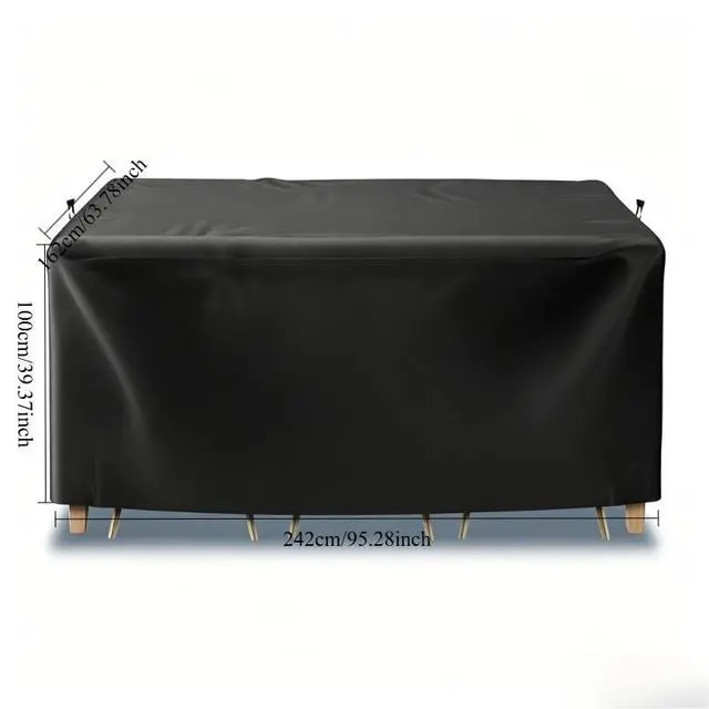 Alt view image 3 of 6 - Rectangular Patio Table Cover, HeavyDuty Oxford Waterproof Outdoor Furniture Cover, Wind Resistant AntiUV Table Protector with Vent for Backyard Lawn