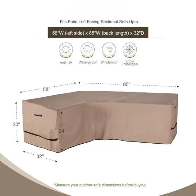 Alt view image 7 of 7 - LShape Patio Sectional Sofa Cover, HeavyDuty Oxford Waterproof Outdoor Corner Furniture Protector, Wind Resistant AntiUV LShaped Sofa Cover for Backyard Lawn