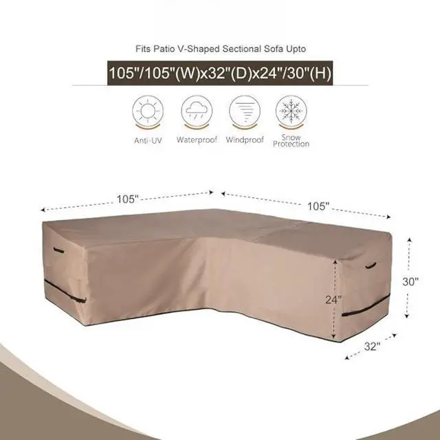 Alt view image 7 of 7 - LShape Patio Sectional Sofa Cover, HeavyDuty Oxford Waterproof Outdoor Corner Furniture Protector, Wind Resistant AntiUV LShaped Sofa Cover for Backyard Lawn