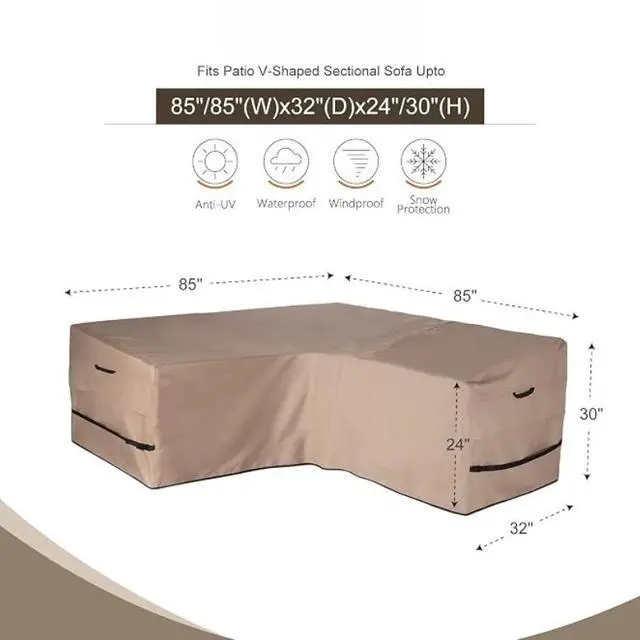 Alt view image 7 of 7 - LShape Patio Sectional Sofa Cover, HeavyDuty Oxford Waterproof Outdoor Corner Furniture Protector, Wind Resistant AntiUV LShaped Sofa Cover for Backyard Lawn