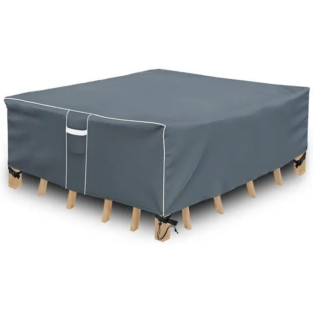 Alt view image 7 of 7 - Gray Rectangular Outdoor Patio Furniture Cover, HeavyDuty Oxford Cloth Waterproof Windproof UVResistant Protector with Handles for Garden Table Chair Set