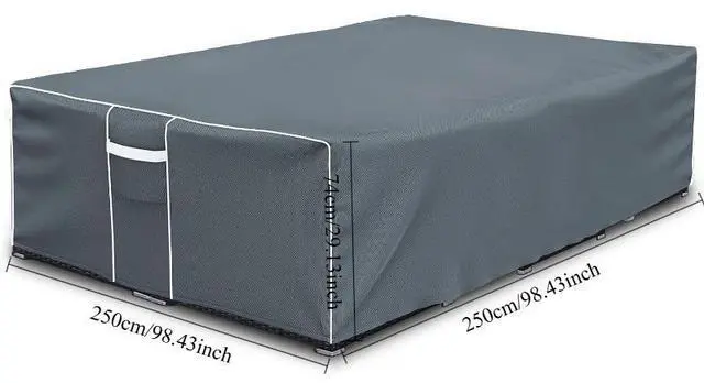 Alt view image 2 of 7 - Gray Rectangular Outdoor Patio Furniture Cover, HeavyDuty Oxford Cloth Waterproof Windproof UVResistant Protector with Handles for Garden Table Chair Set