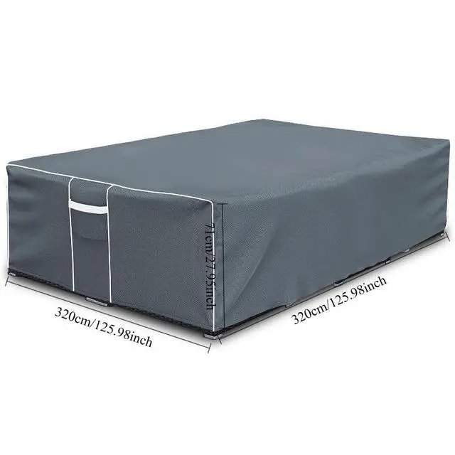Alt view image 3 of 7 - Gray Rectangular Outdoor Patio Furniture Cover, HeavyDuty Oxford Cloth Waterproof Windproof UVResistant Protector with Handles for Garden Table Chair Set
